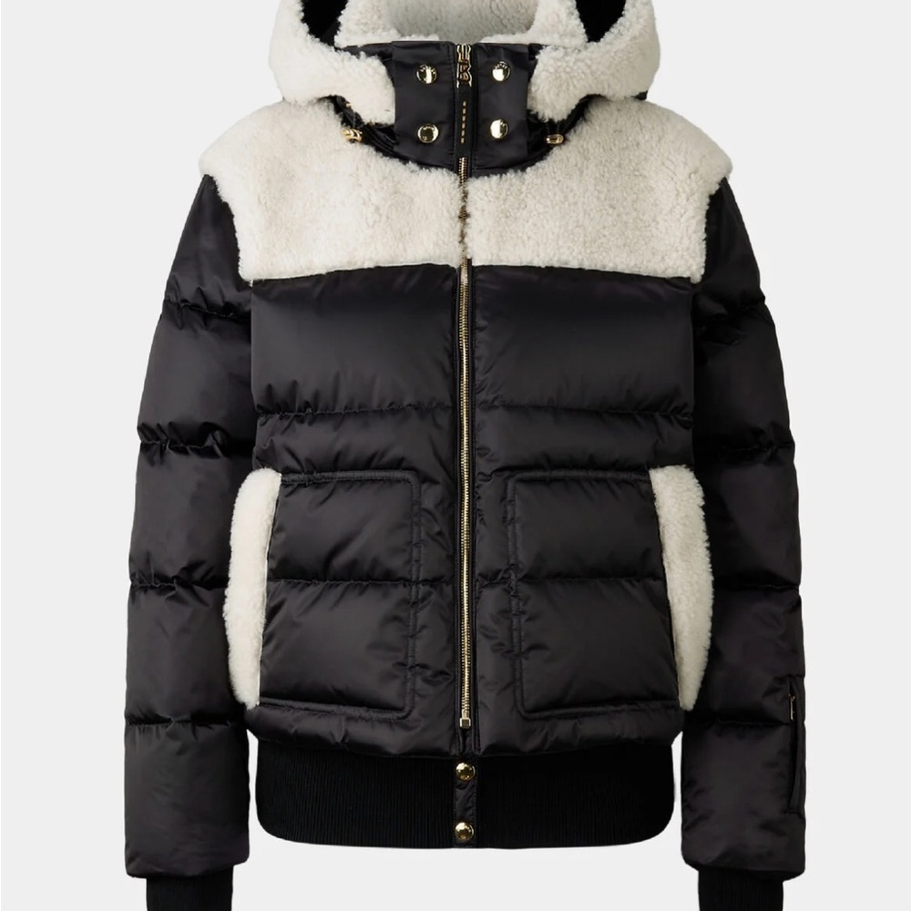 Black and Cream Women's Puffer Jacket